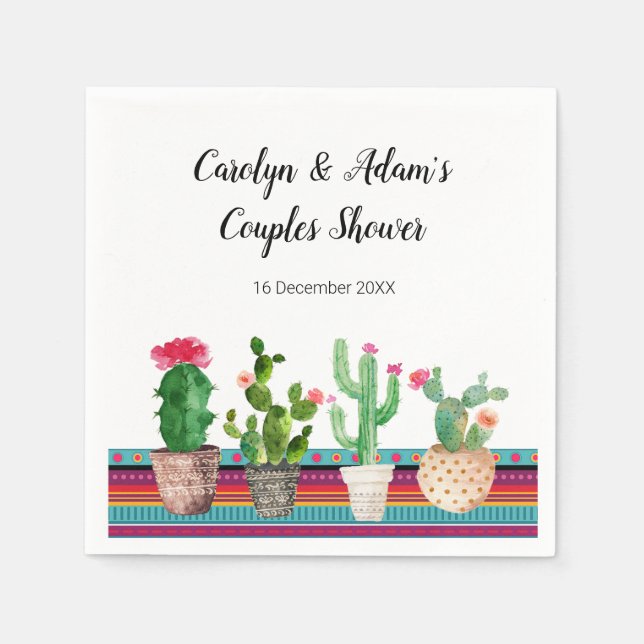 Rustic Cactus Couples Shower Napkin (Front)