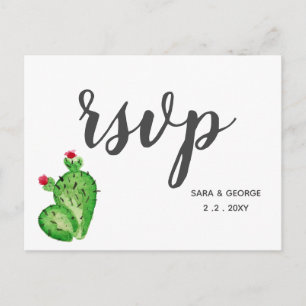 Rustic Cactus Mexican Wedding Rsvp Invitation Postcard