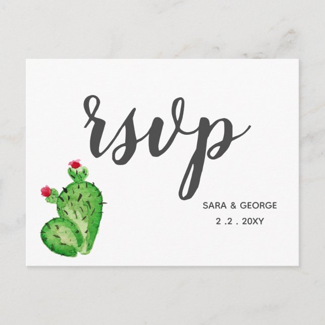 Rustic Cactus Mexican Wedding Rsvp Invitation Postcard (Front)