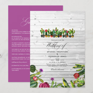 Rustic Cactus Succulents Wedding Invitation