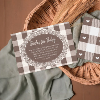 Rustic Cafe Bebe Neutral Baby Shower Books for Bab Enclosure Card