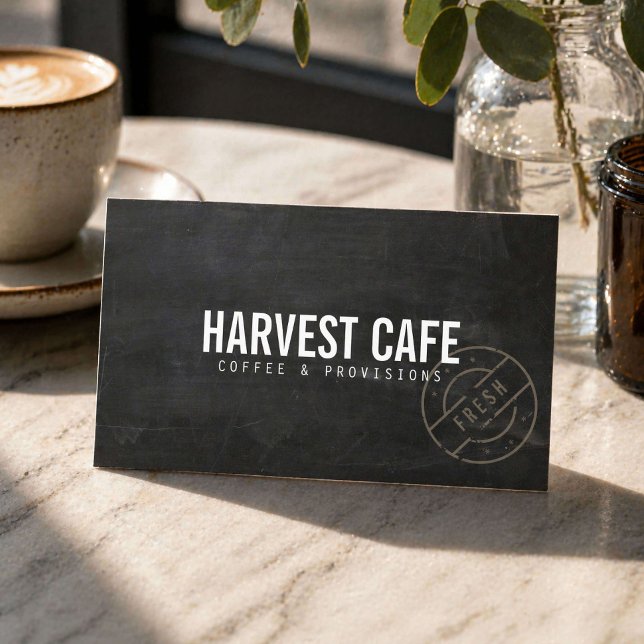 Rustic Cafe Coffee Shop Chalkboard Business Card (Creator Uploaded)