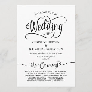 Rustic Calligraphy, Black font, Wedding Ceremony Programme