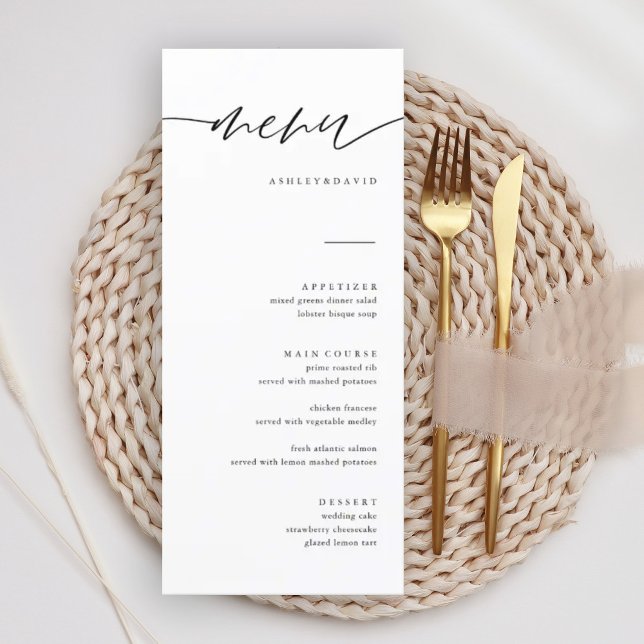 Rustic Calligraphy Elegant Wedding Menu Cards (Creator Uploaded)