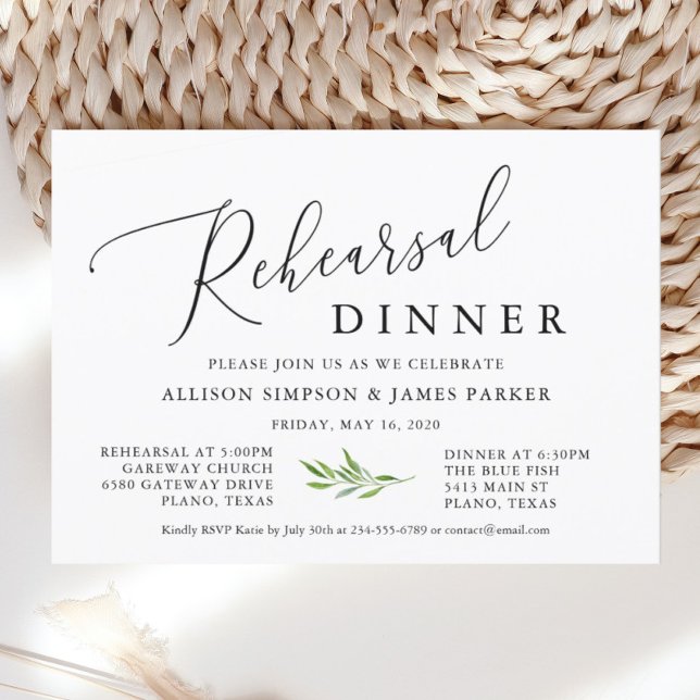 Rustic Calligraphy Greenery Rehearsal Dinner Invitation (Creator Uploaded)