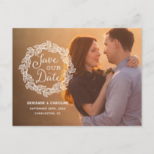 Rustic Calligraphy Photo Save the Date Announcement Postcard