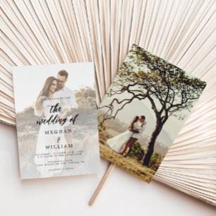 Rustic Calligraphy Photo Wedding Invitation