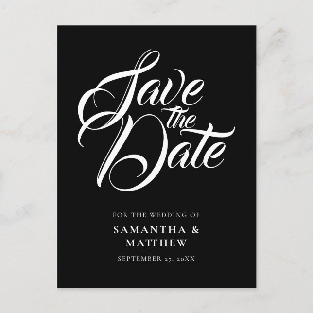Rustic Calligraphy Save The Date Invitation Postcard (Front)