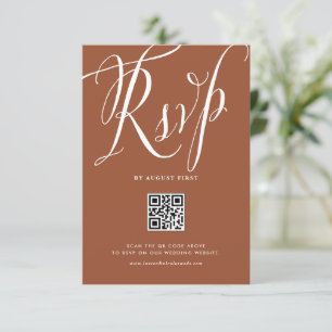 Rustic Calligraphy Terracotta QR Code Wedding RSVP Card