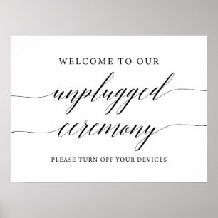 Rustic Calligraphy Unplugged Ceremony Wedding Sign