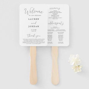 Rustic Calligraphy Wedding Ceremony Program Hand Fan
