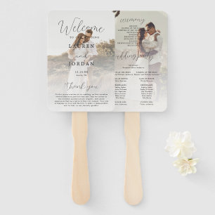 Rustic Calligraphy Wedding Ceremony Program Hand Fan