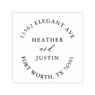 Rustic Calligraphy Wedding Circular Address  Self-inking Stamp