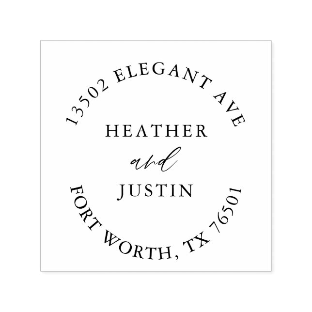 Rustic Calligraphy Wedding Circular Address  Self-inking Stamp (Design)