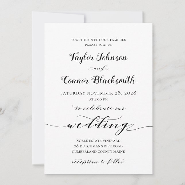 Rustic Calligraphy Wedding Invitation (Front)