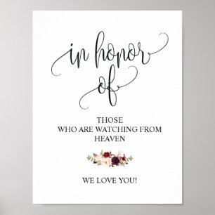 Rustic Calligraphy Wedding Memorial Table Sign