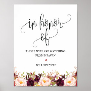 Rustic Calligraphy Wedding Memorial Table Sign