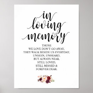 Rustic Calligraphy Wedding Memorial Table Sign