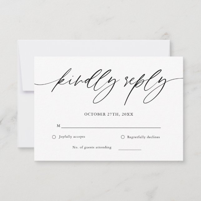 Rustic Calligraphy Wedding RSVP Card (Front)