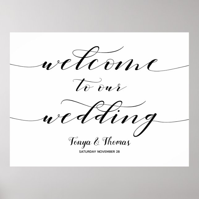 Rustic Calligraphy Welcome Our Wedding Large Sign (Front)