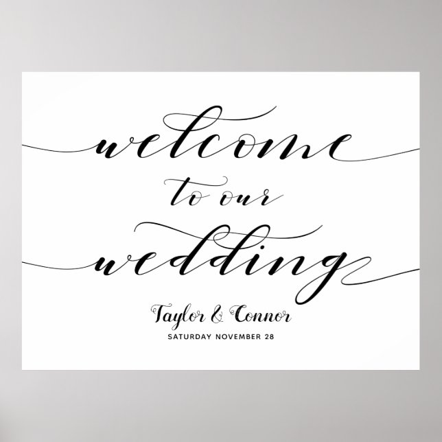 Rustic Calligraphy Welcome Our Wedding Large Sign (Front)