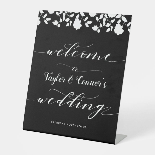 Rustic Calligraphy Welcome To Our Wedding Pedestal Pedestal Sign (Front)