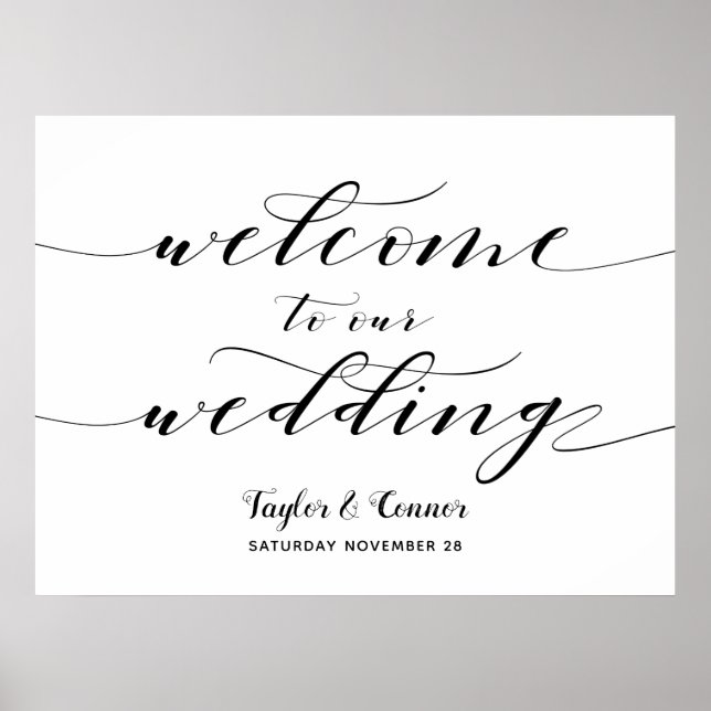 Rustic Calligraphy Welcome To Our Wedding Sign (Front)