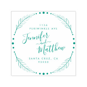 Rustic Calligraphy Wreath Wedding Return Address Self-inking Stamp