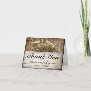 Rustic Camo and Wood Wedding Thank You Card