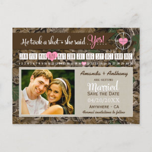 Rustic Camo Calendar Photo Save The Date Cards