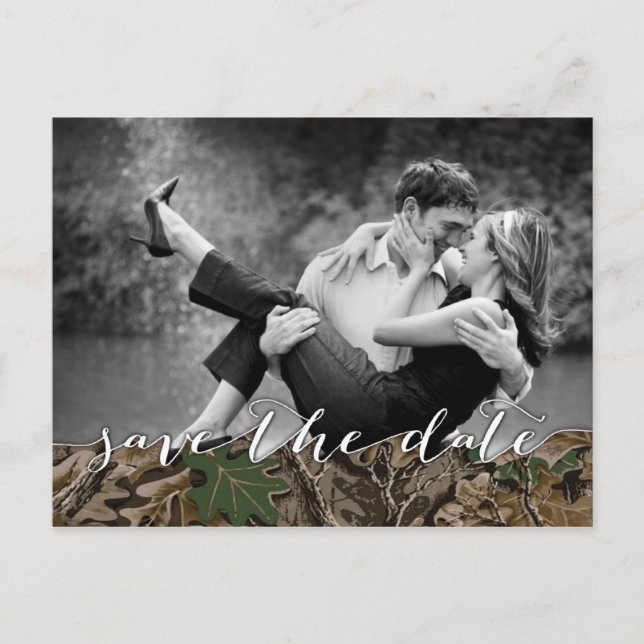Rustic Camo Country Photo Save the Date Cards (Front)