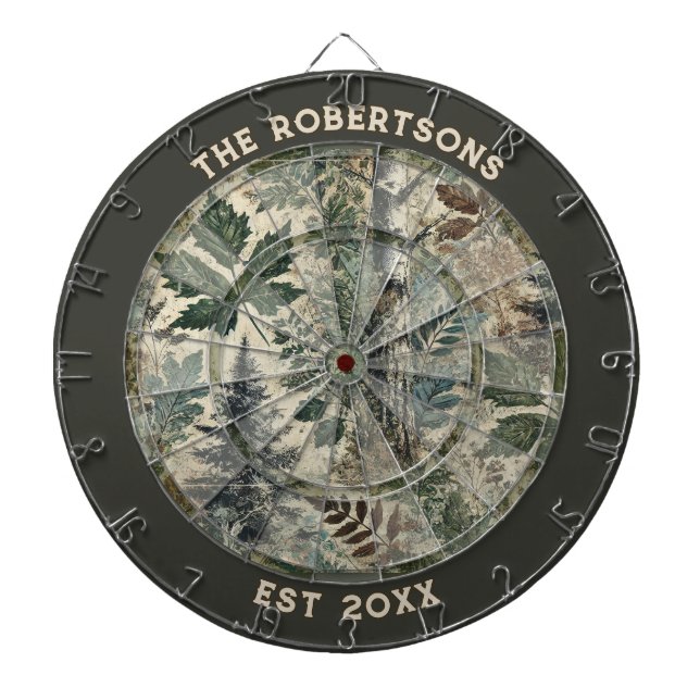 Rustic Camo Custom Family Name Established Date  Dartboard (Front)
