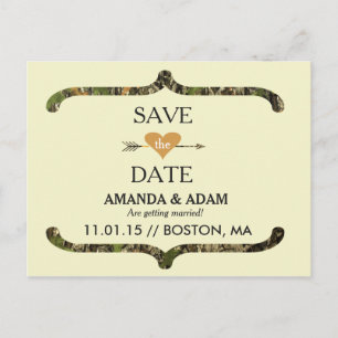 Rustic Camo Save the Date Postcard Announcement
