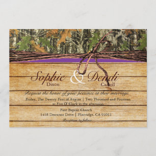 Rustic Camo Wood Wedding Invitation