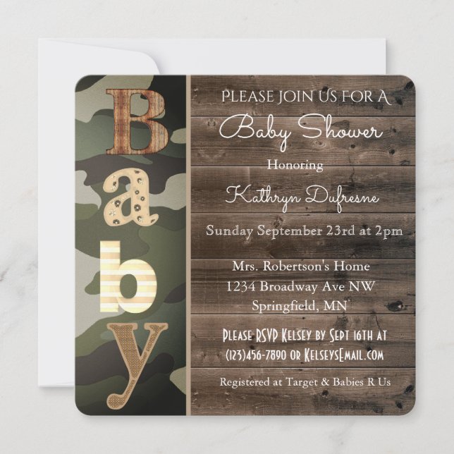 Rustic Camouflage Baby Shower ll Invitation (Front)