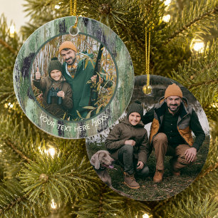 Rustic Camouflage Photo Name Ceramic Tree Decoration