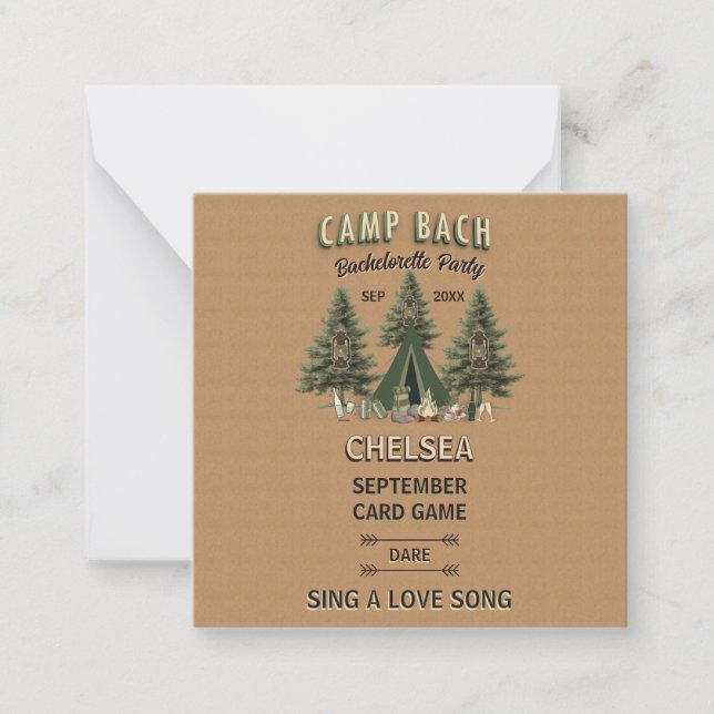 Rustic Camp Bach Bachelorette Party Dare Game   Card (Front)