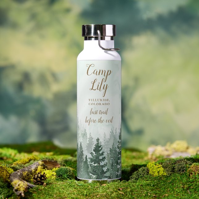 Rustic Camp Bachelorette Weekend Woodland Forest Water Bottle (Outdoor)