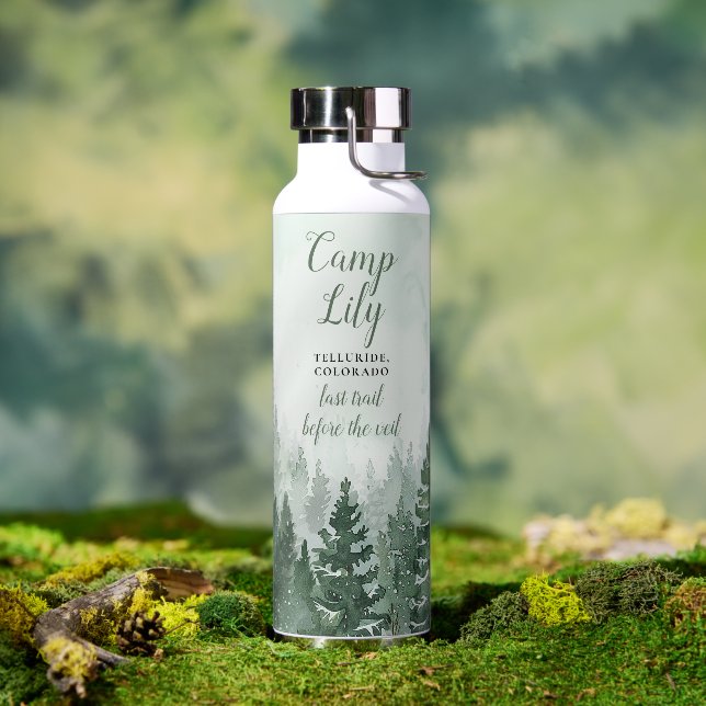 Rustic Camp Bachelorette Weekend Woodland Forest Water Bottle (Outdoor)