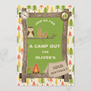 Rustic Camp Out Birthday Party Invitation