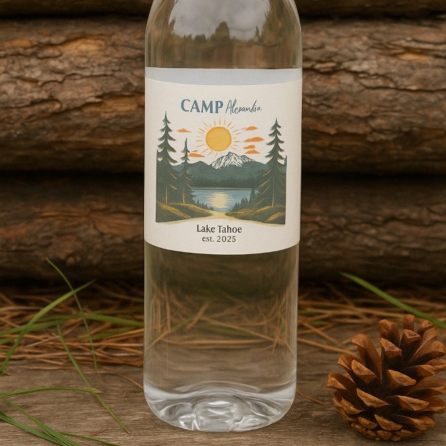 Rustic Camp Weekend Retreat Bachelorette Water Bottle Label (Creator Uploaded)