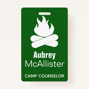 Rustic Campfire & Trees Camp Counsellor ID Badge