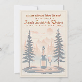 Rustic Camping Bachelorette Invitation, 5x7 custom Invitation