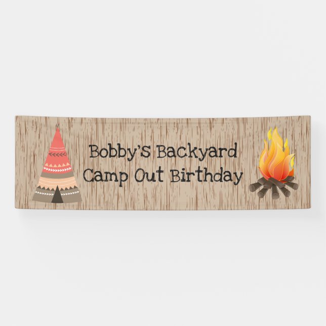 Rustic Camping Birthday Banner (Horizontal)