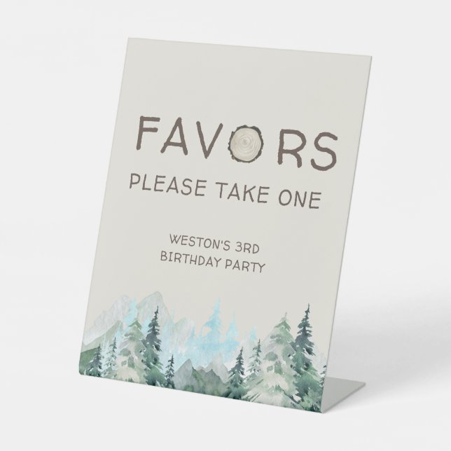 Rustic Camping Birthday Favours Sign (Front)