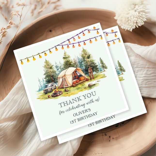 Rustic Camping Birthday Party Napkin (Creator Uploaded)
