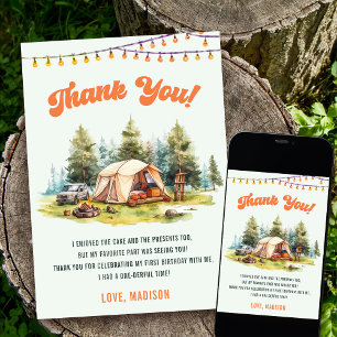 Rustic Camping Birthday Party Thank You Card 