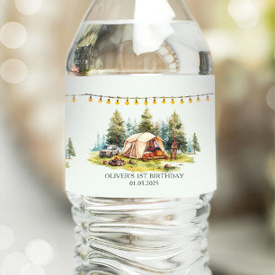 Rustic Camping Birthday Party  Water Bottle Label