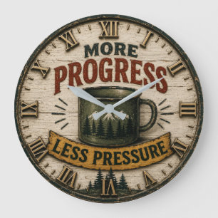 Rustic Camping Coffee Outdoor Cabin Camper Gift Large Clock
