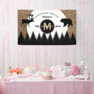 Rustic Camping Outdoors Adventure Baby Shower Banner